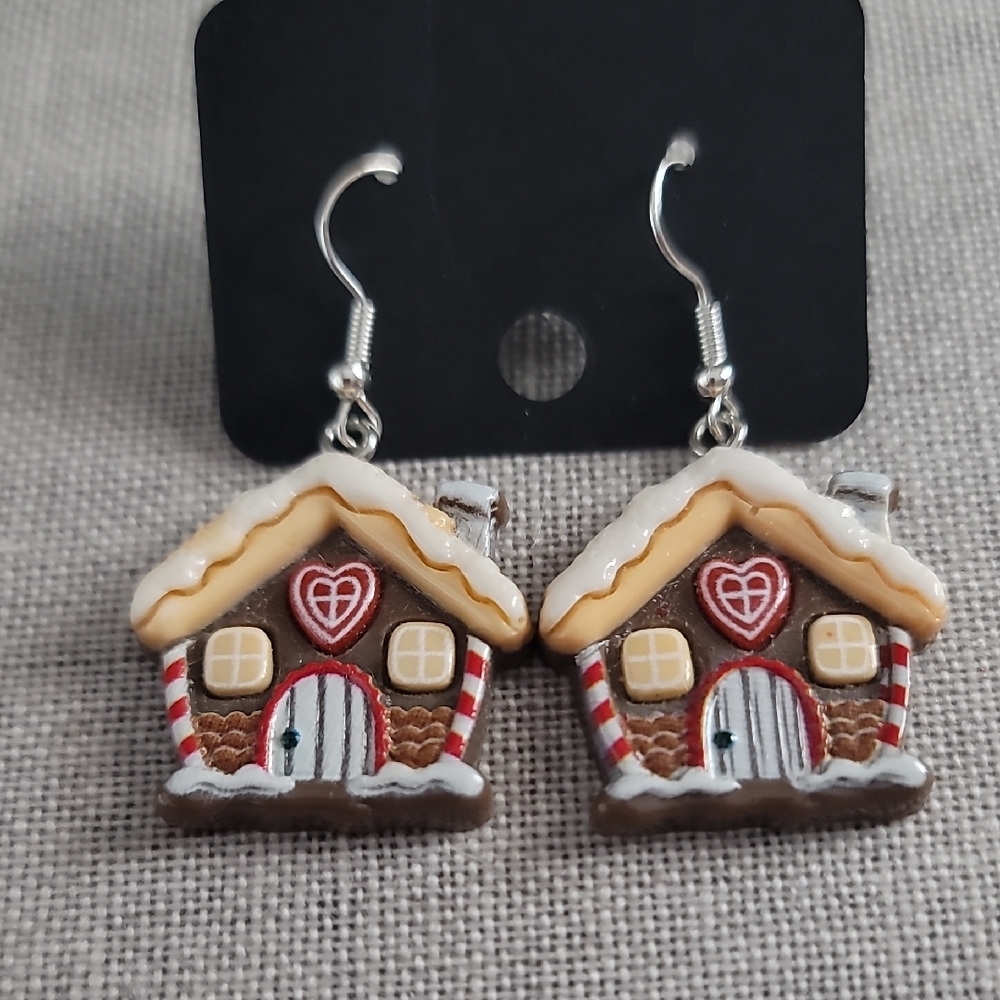 Festive Gingerbread House Earrings